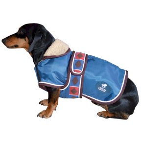 Chukka Collection Waterproof Dog Coat - Navy/Red Strap - Blue Coat
