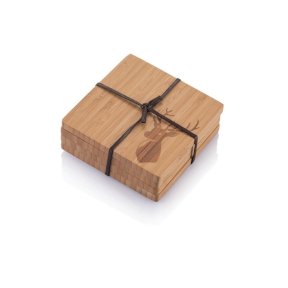 Bambu Bamboo Coasters with Stag Motif - Set of 4