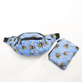 Eco Chic Foldable Bum Bag - Bees Blue