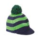 Pom Pom Hat Cover with Stripes in Navy/Green