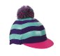 Pom Pom Hat Cover with Stripes in Purple/Sea Green/Pink
