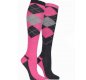 Ripon Ladies Argyle Twin Pack Long Socks - Cerise