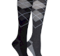Ripon Ladies Argyle Twin Pack Long Socks - Black